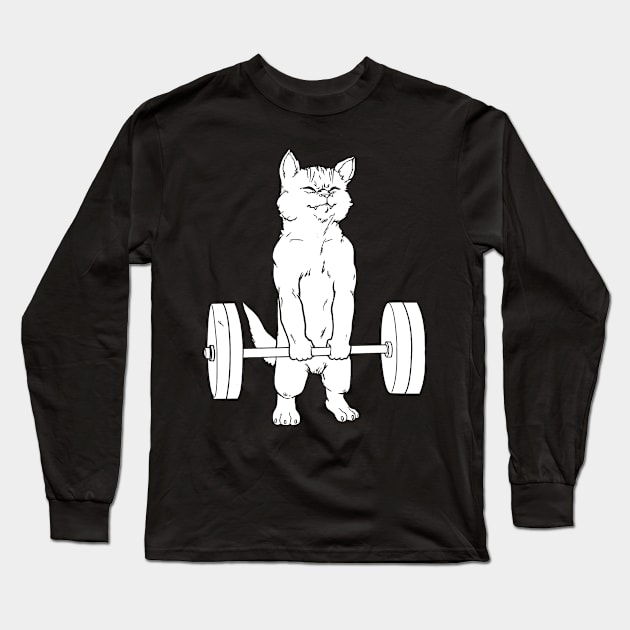 Cat Powerlifting Funny Long Sleeve T-Shirt by QUYNH SOCIU